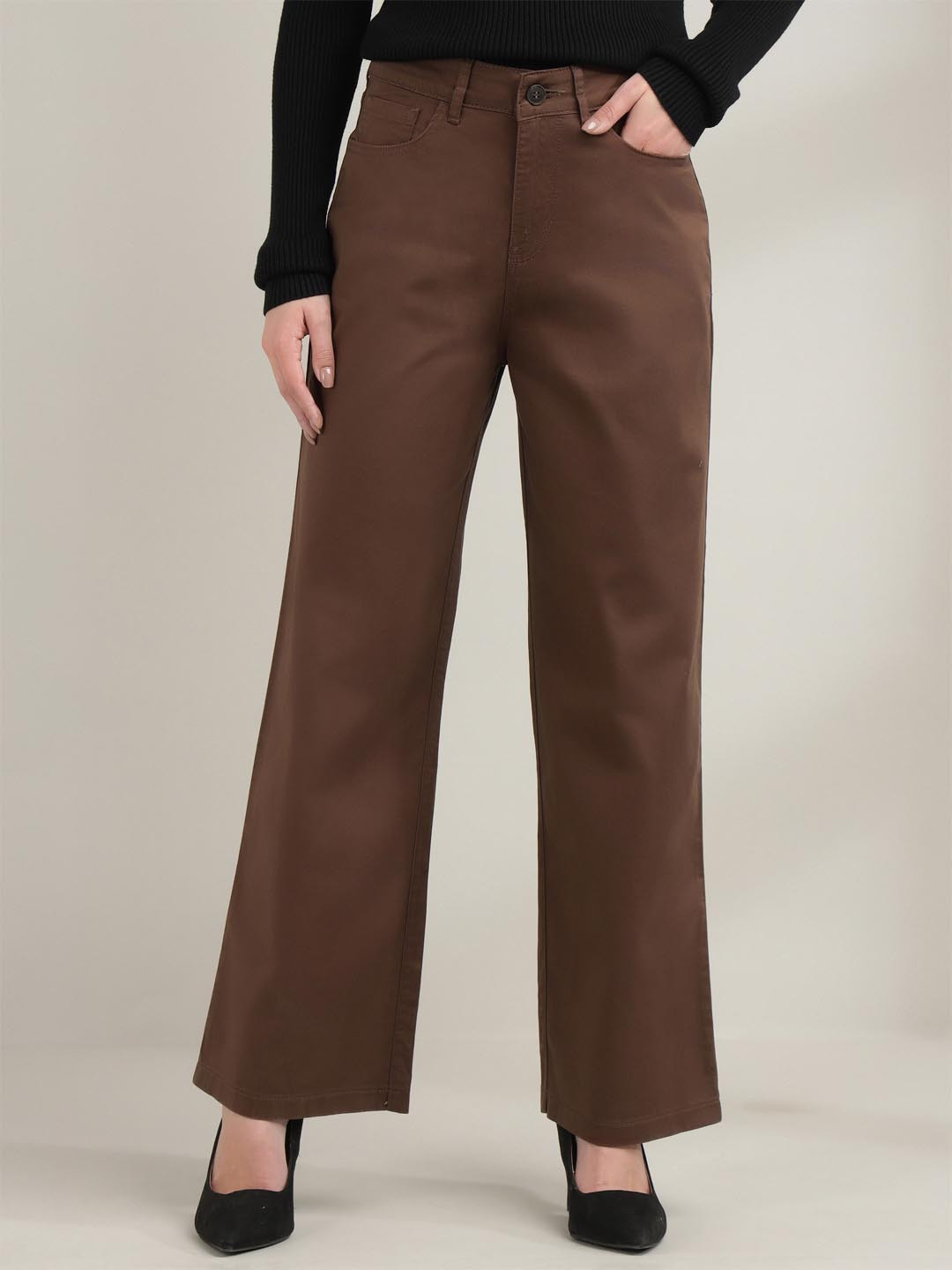 Xpose Women Comfort Straight Fit High-Rise Pleated Trouser