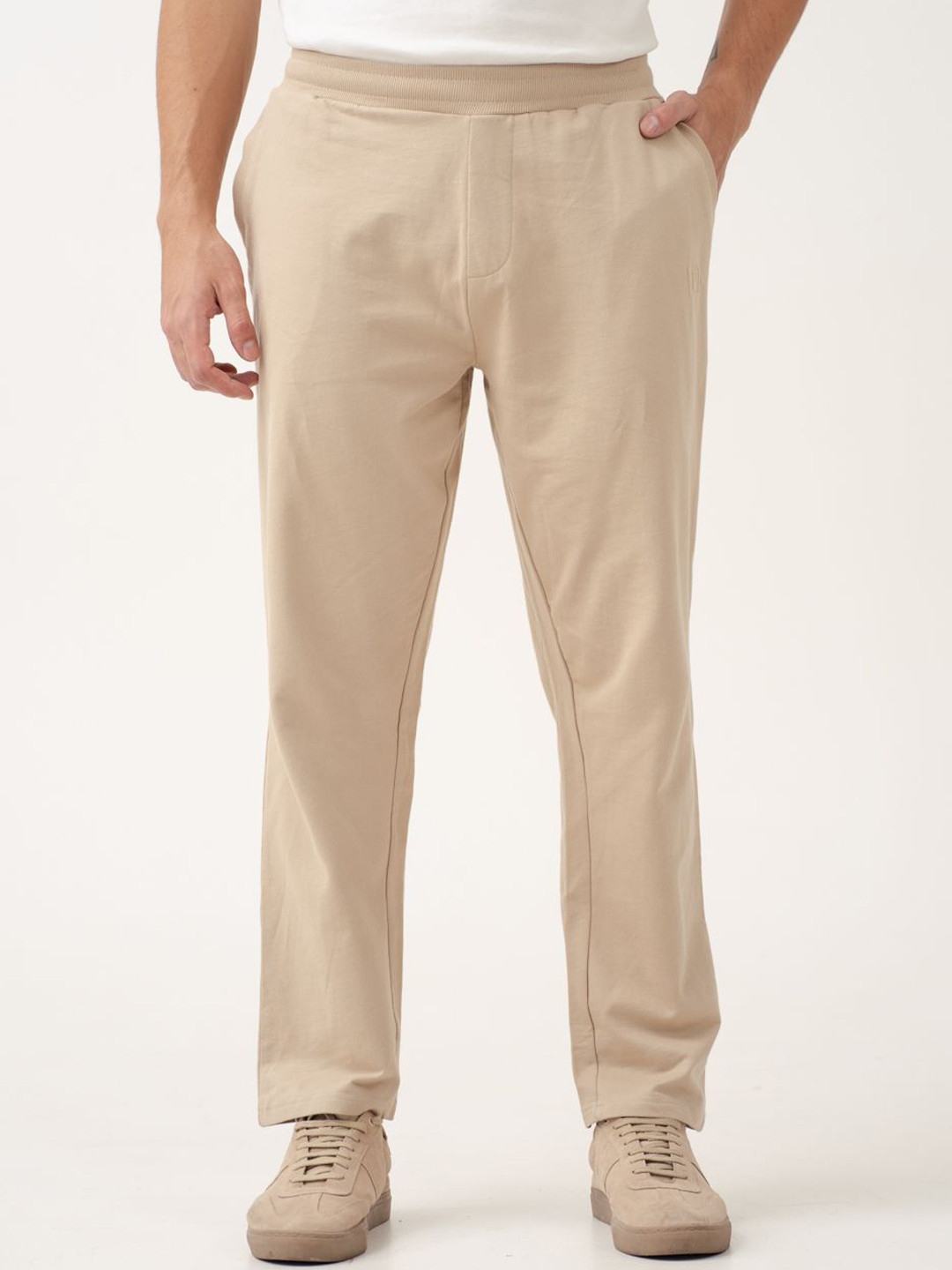 The Pant Project Men Nomad Beige Relaxed Fit Cotton Sweatpants with Drawstrings