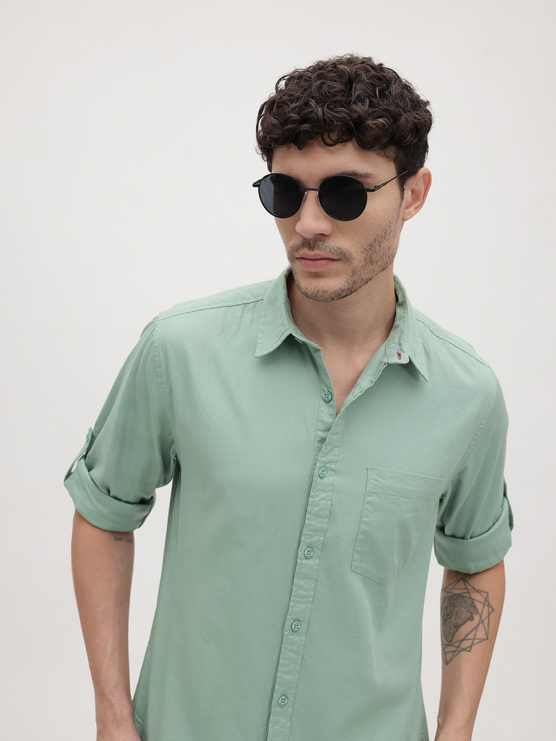 The Roadster Life Co. Spread Collar Pure Cotton Casual Shirt