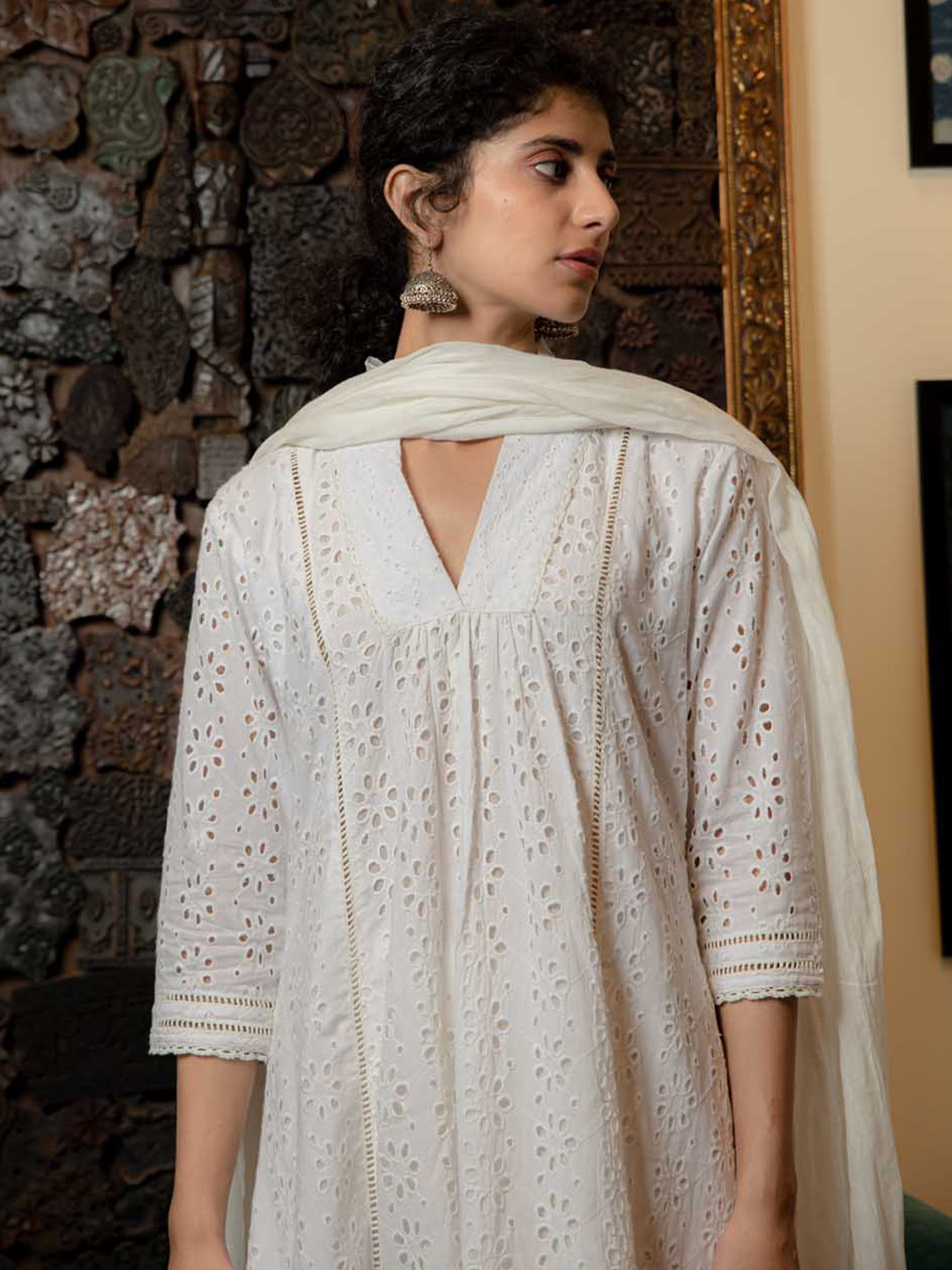 SHILPI HANDICRAFTS Women Ethnic Motifs Regular Pure Cotton Kurta with Palazzos & With Dupatta