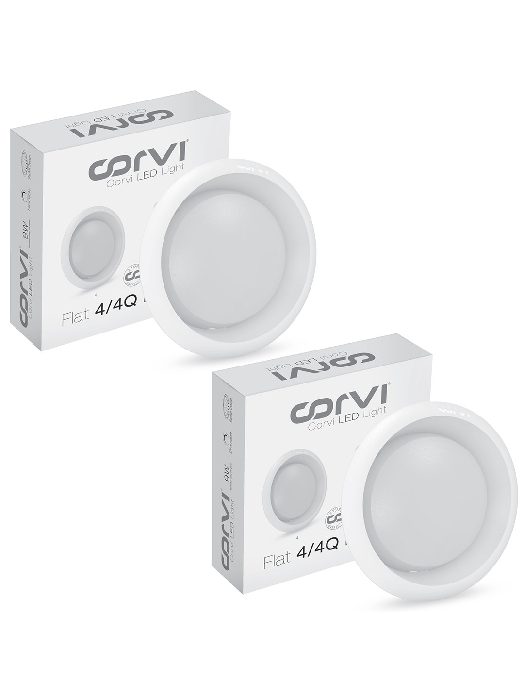CORVI 2-Pcs White LED Flat 4 Round 6W Dimmable & Driverless Ceiling Panel Light