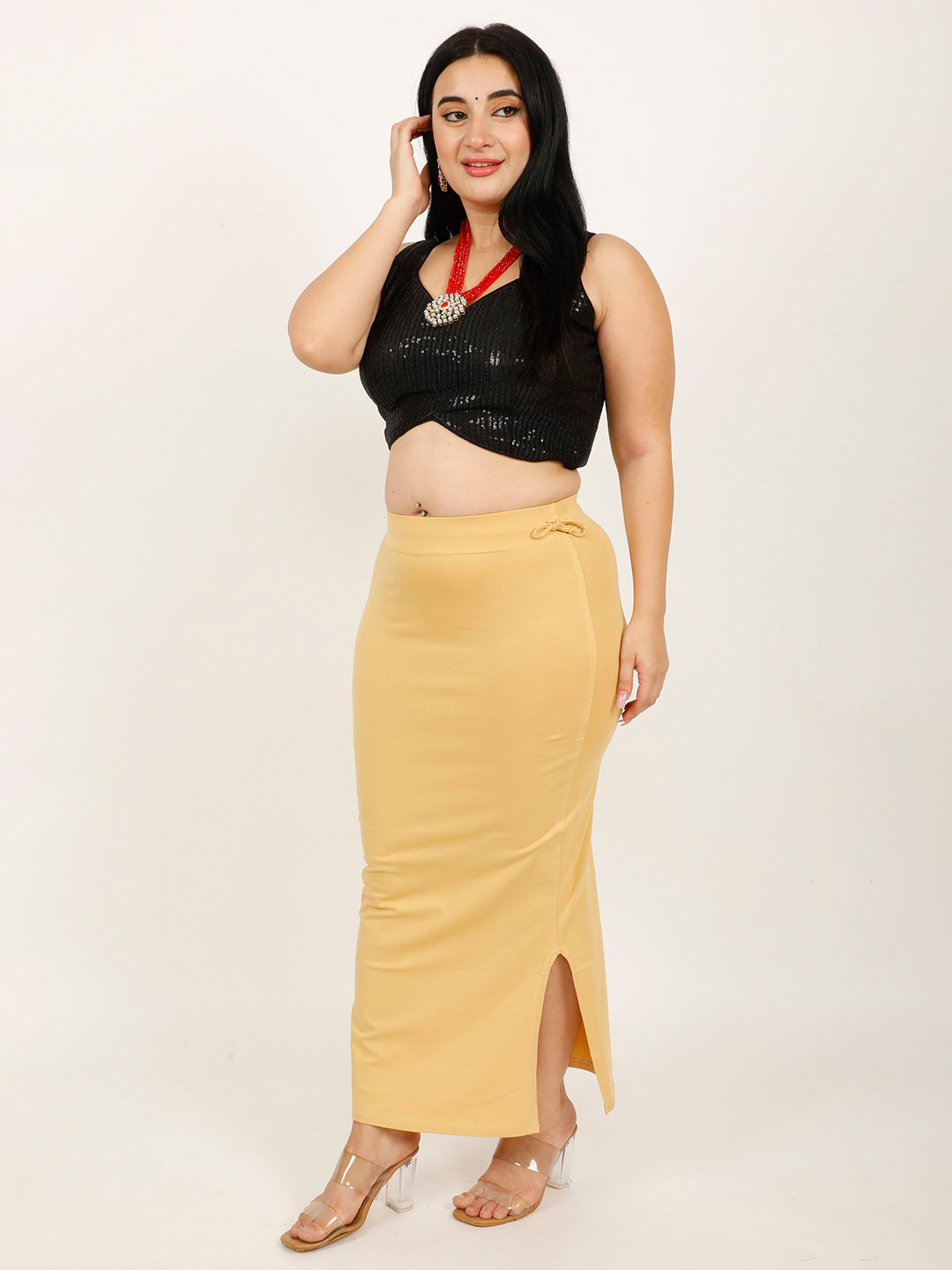 Hill Islands Extra Plus Size Pure Cotton Lycra Sweat Absorbent Ethnic Saree Shapewear