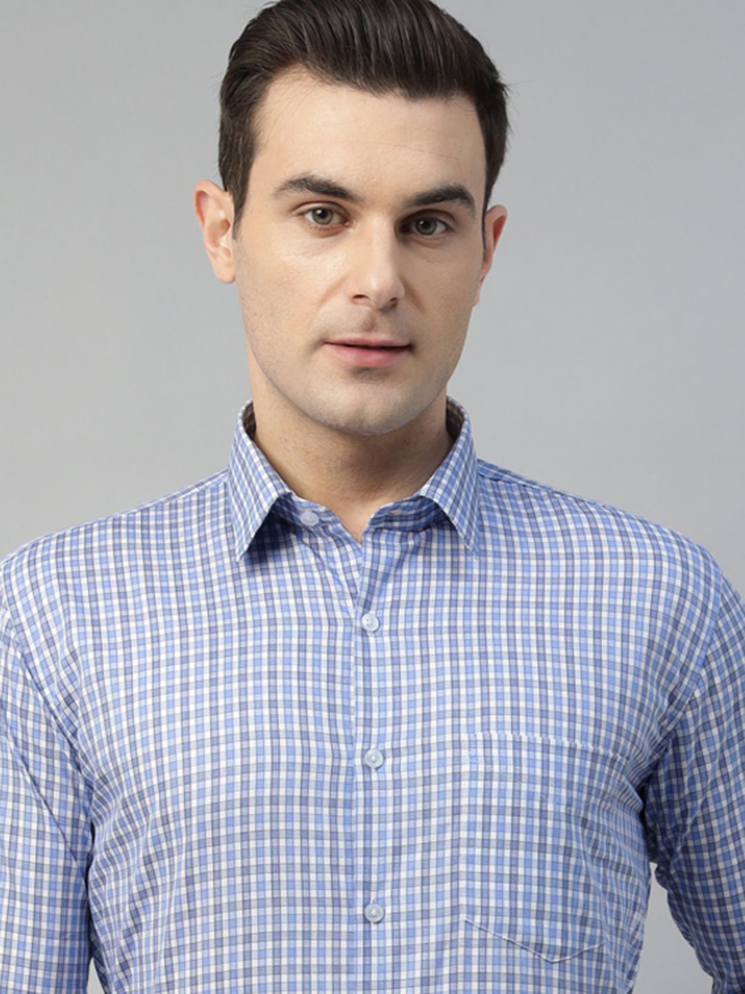 Hancock Men Checked Wrinkle Ressistant Pure Cotton Slim Fit Formal Shirt