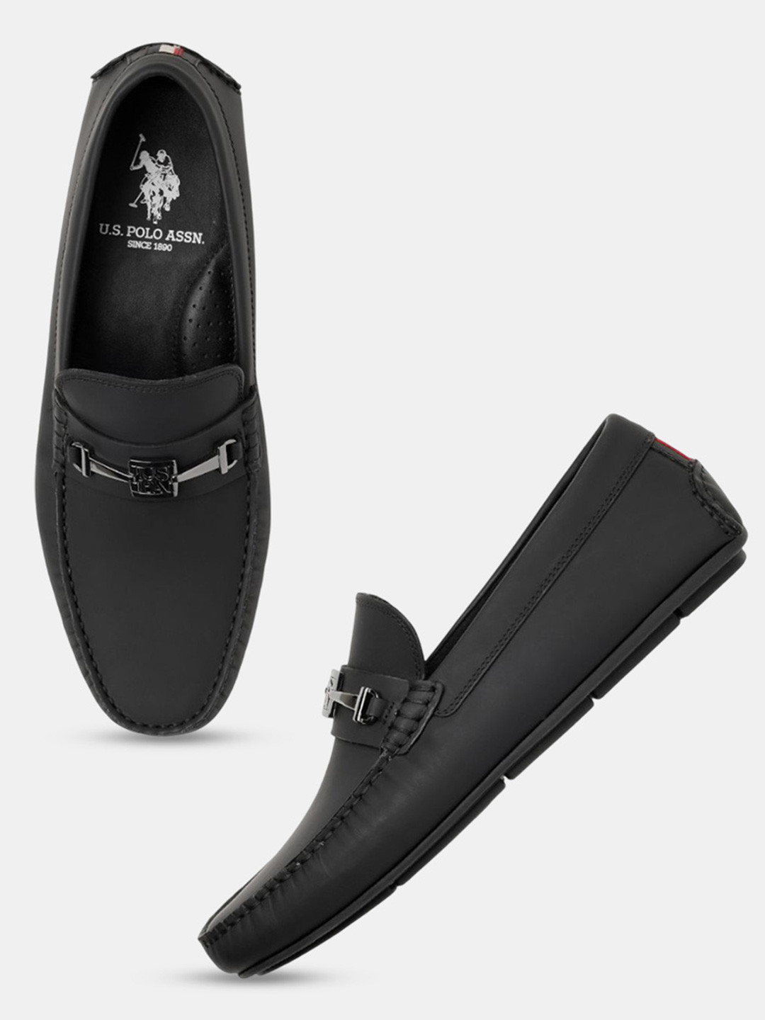U.S. Polo Assn. Men Signature Tape Leather Loafers with Metal branding