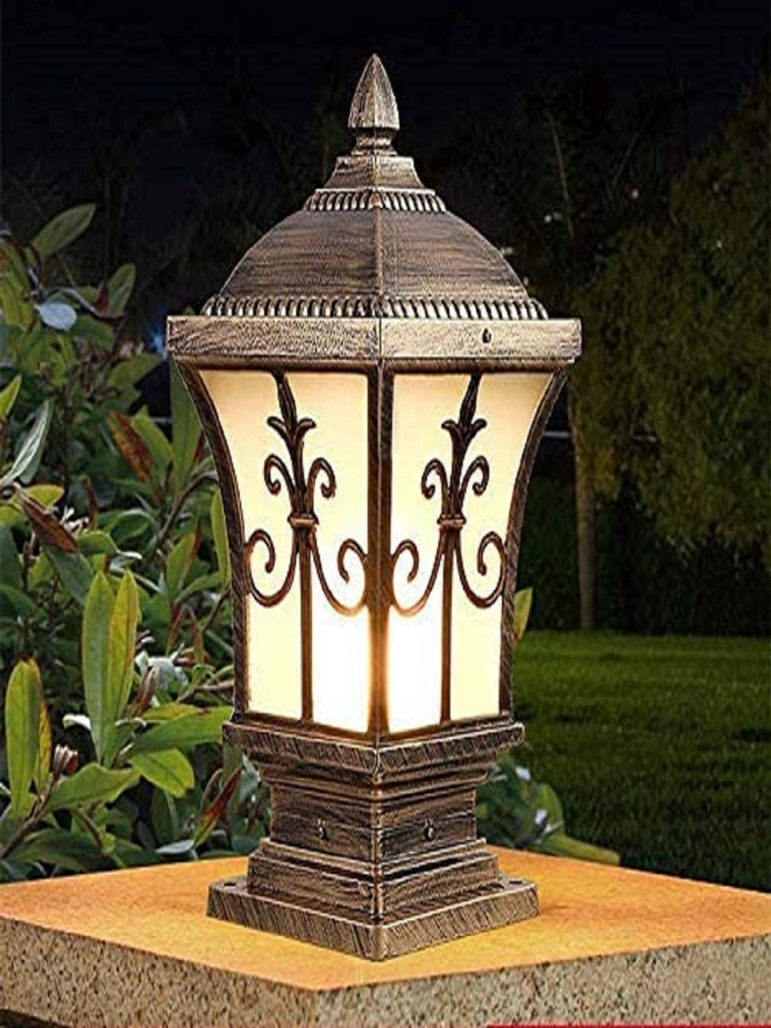 Areezo Elegant Gold-Toned Bell Shaped Antique Outdoor Waterproof Metal Gate Light