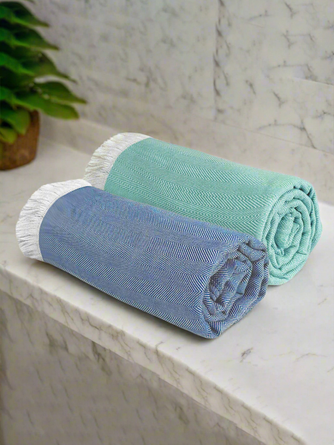 Heelium Unisex Pack of 2 100% Bamboo Super Soft & Quick Drying 250 GSM Turkish Bath Towel