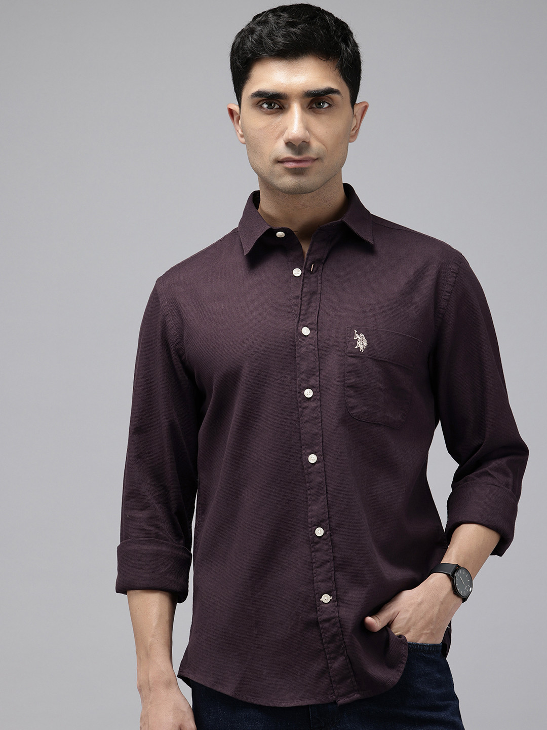 U.S. Polo Assn. Denim Co. Pure Cotton Waffle Casual Shirt