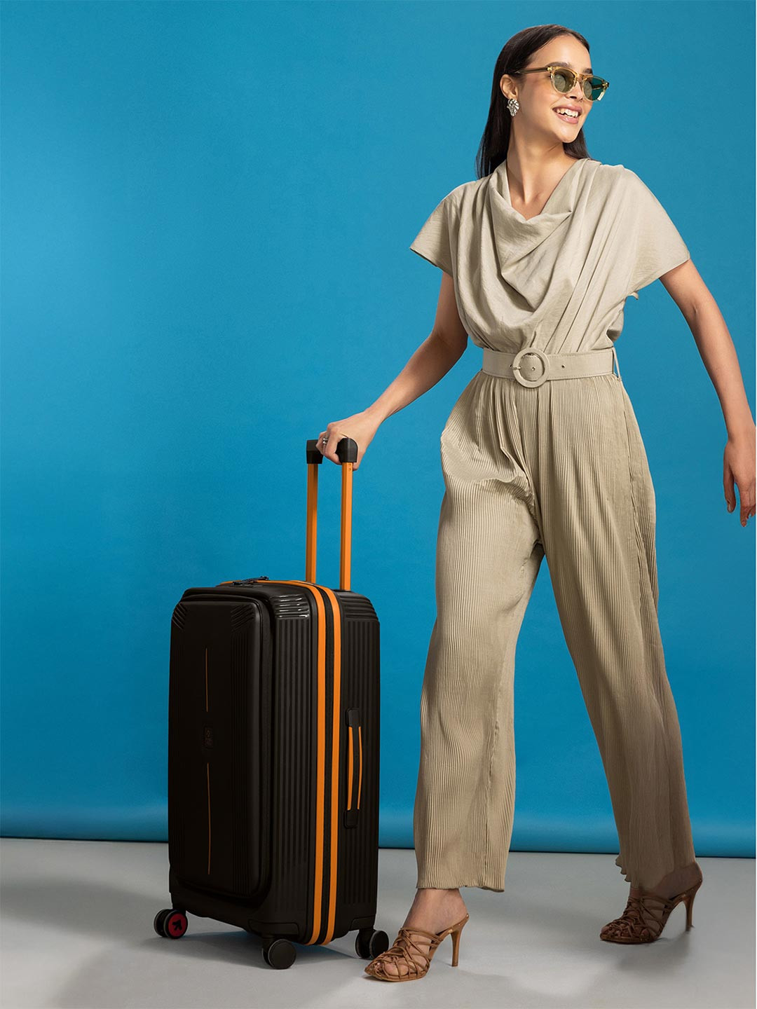 Nasher Miles Alexandria Polypropylene Large Black Orange Trolley Bag - 28 Inch (75 cm)