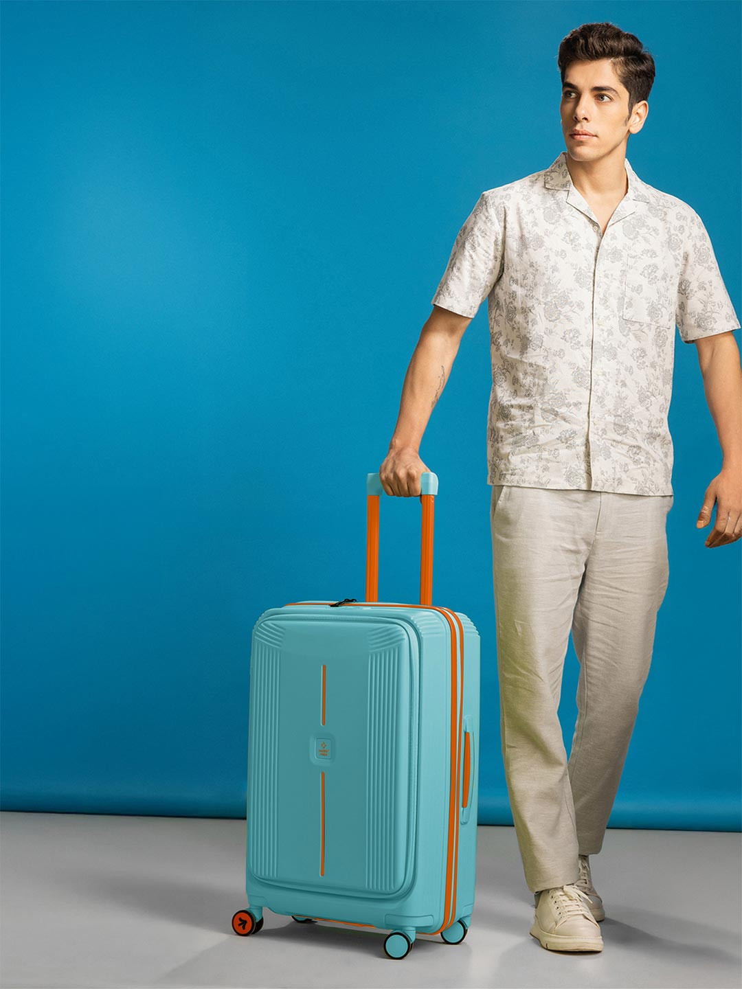 Nasher Miles Alexandria Polypropylene Large Teal Peach Trolley Bag - 28 Inch (75 cm)