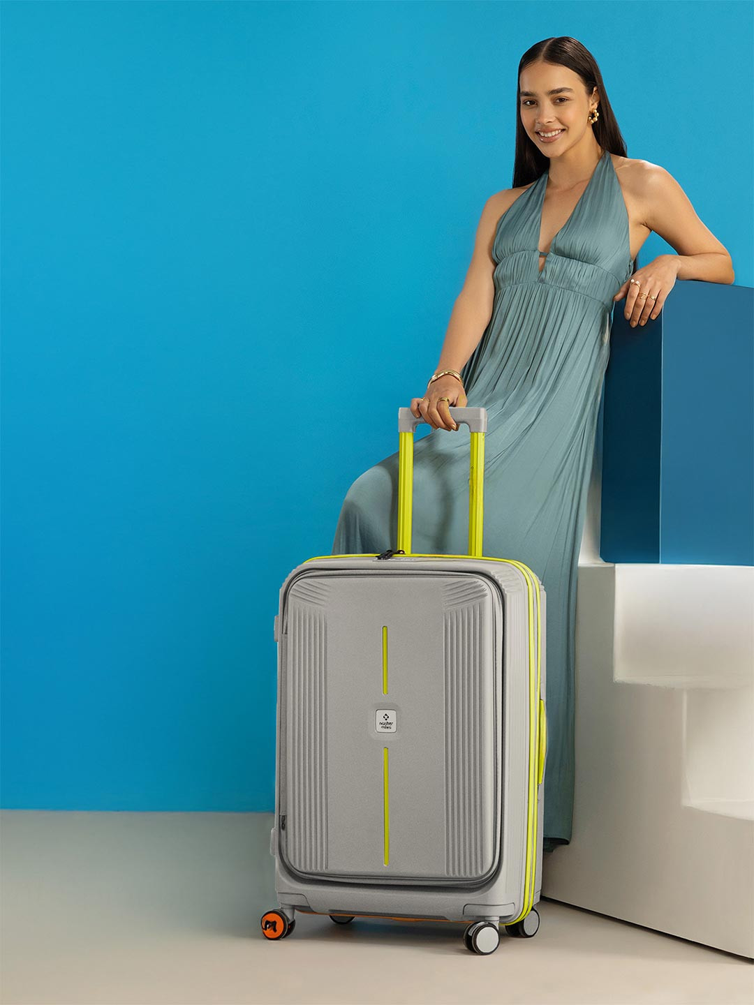 Nasher Miles Alexandria Polypropylene Large Grey Green Trolley Bag - 28 Inch (75 cm)