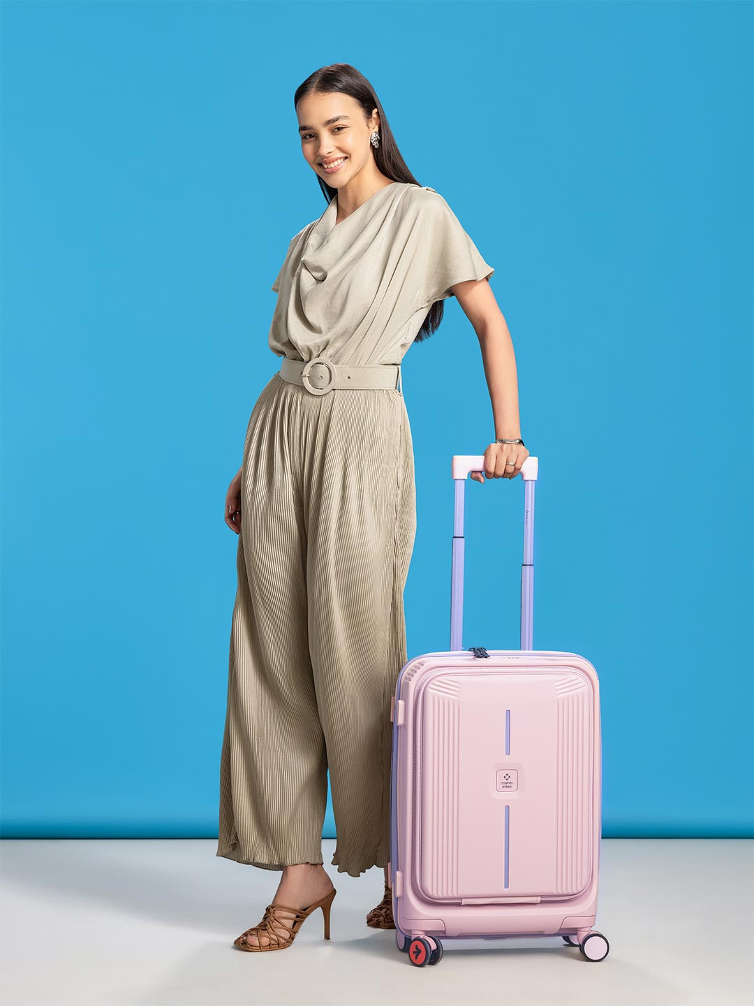 Nasher Miles Alexandria Polypropylene Cabin Peach Grey Trolley Bag - 20 Inch (55 cm)