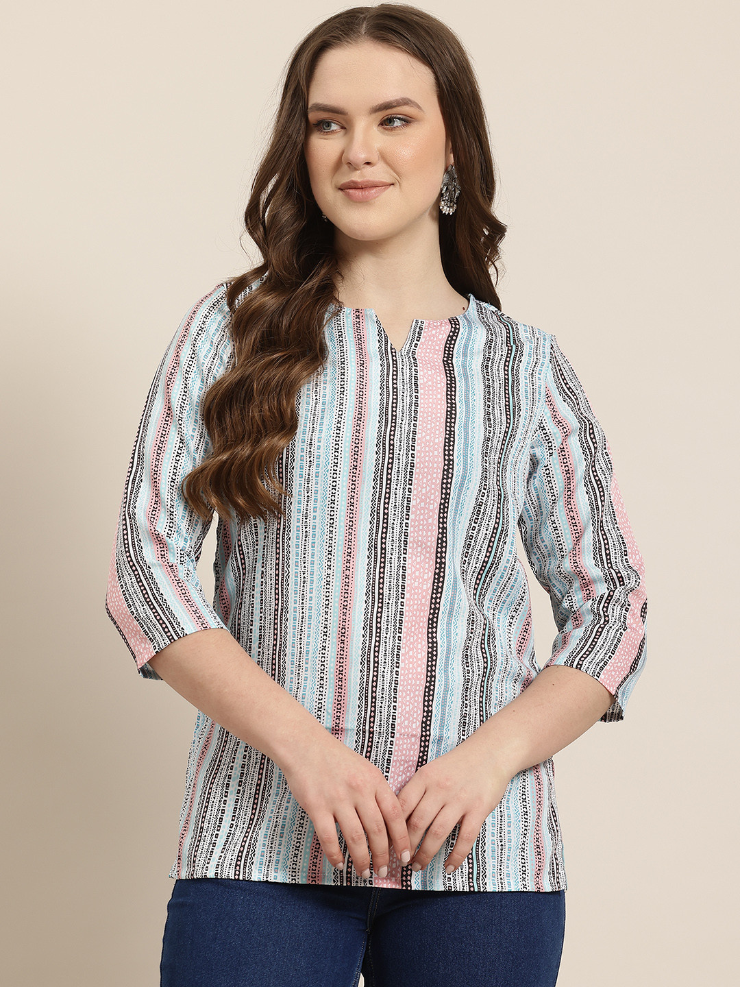 HERE&NOW Multi-Striped Short Kurti