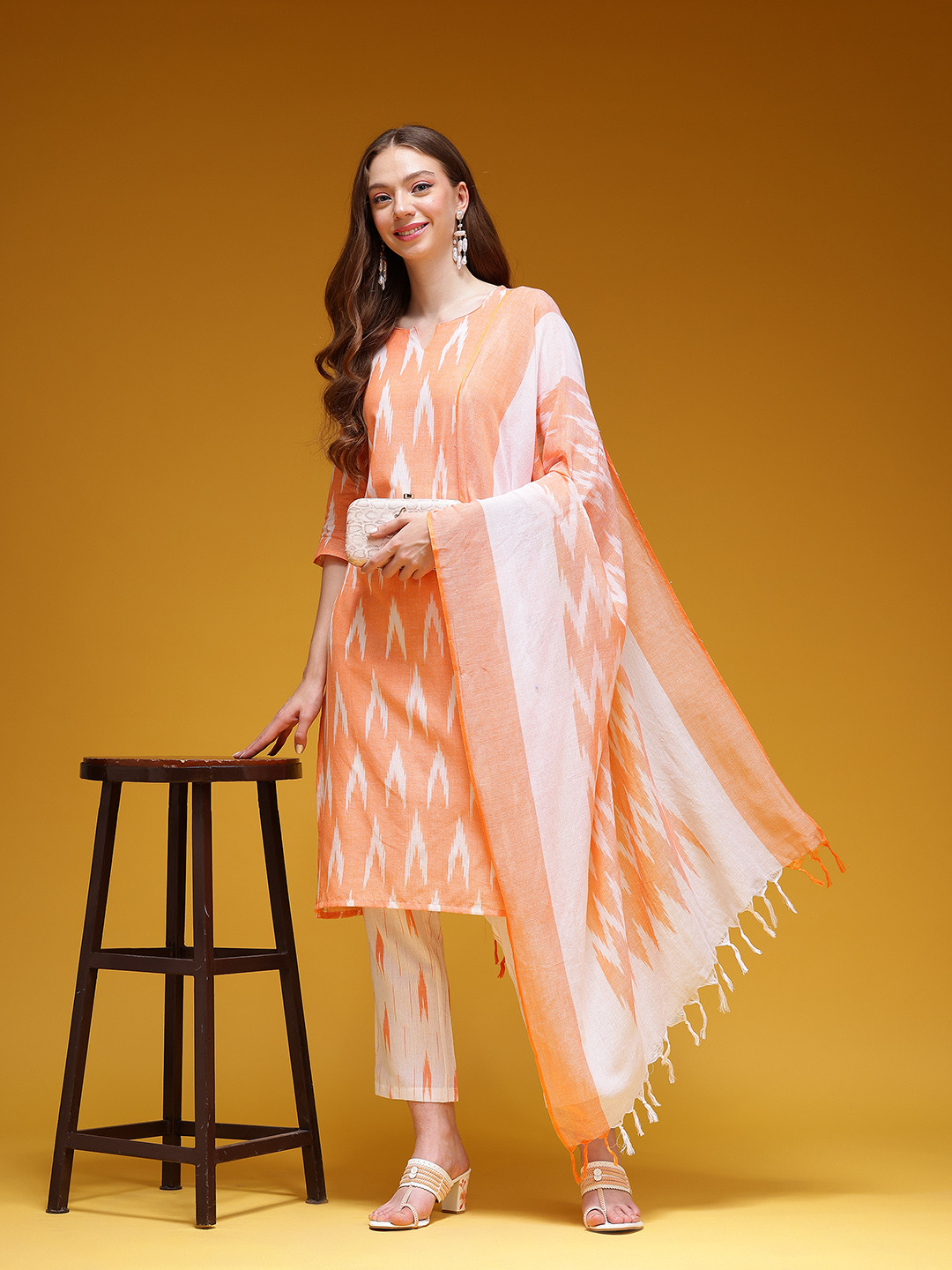 HERE&NOW Ikat Printed Cotton Kurta Set