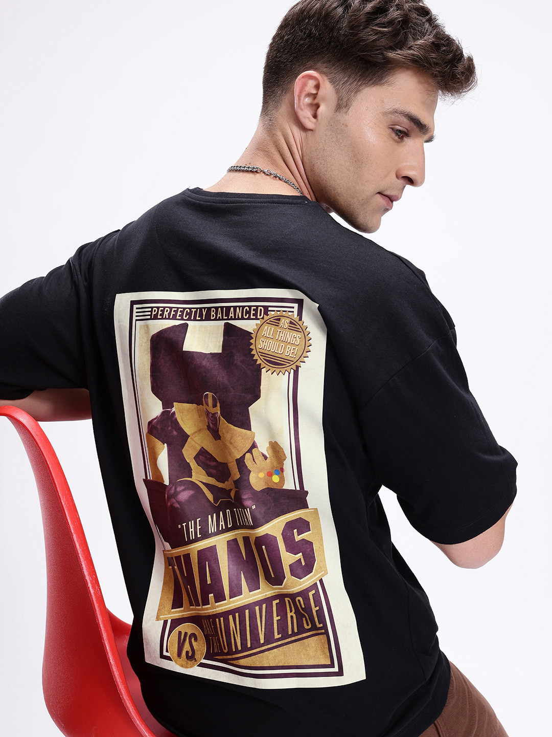 Kook N Keech Marvel Thanos Graphic Printed Pure Cotton Oversized T-shirt