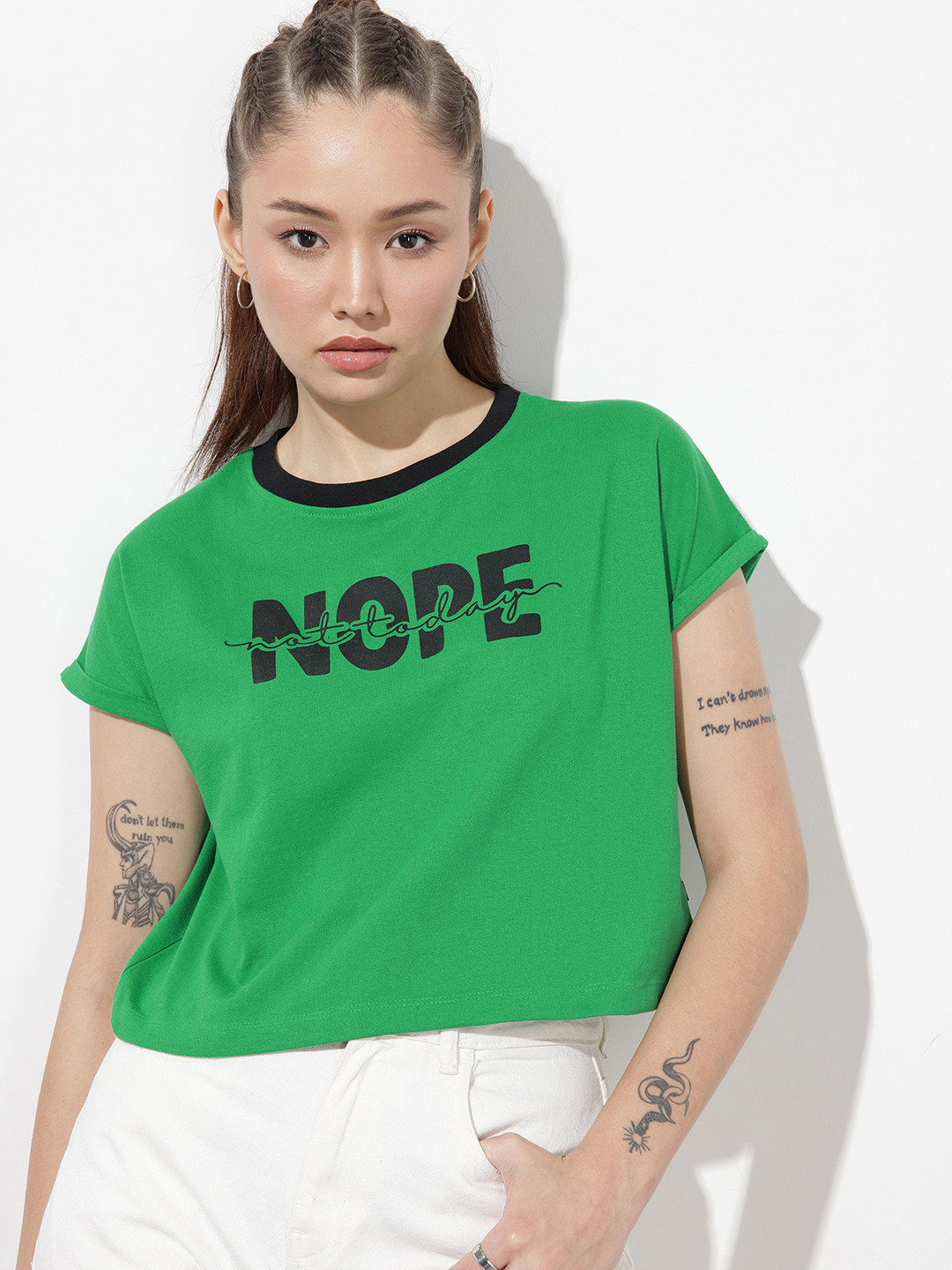 The Roadster Life Co. Typography Printed Extended Sleeves Boxy T-shirt