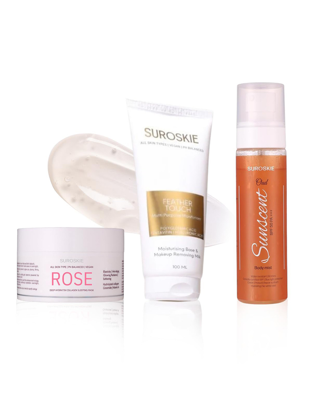 SUROSKIE Feather Touch Cream & Sleeping Mask & SunScent Combo For All Skin Types