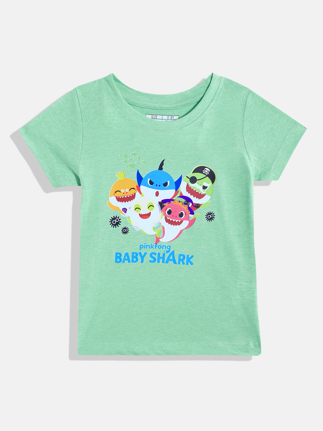 Eteenz Girls Baby Shark Printed Pure Cotton T-shirt