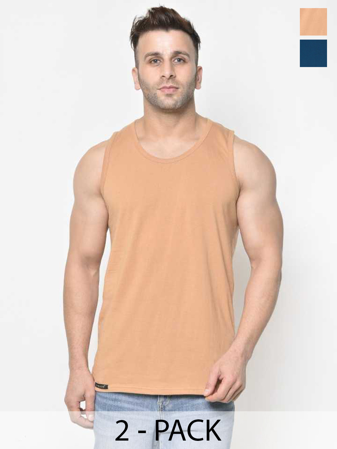 WOOSTRO 2-Pcs Ultra-Soft Innerwear Vests RS26 COMBO (RUST) (PEACOCK)