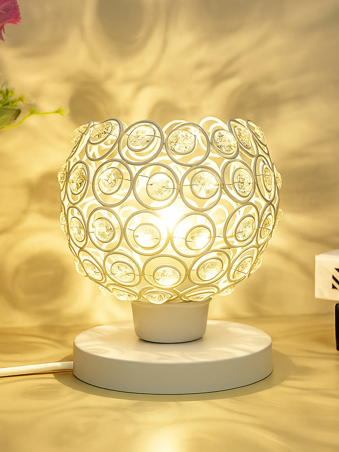 Homesake White Textured Abstract Shaped Table Lamp
