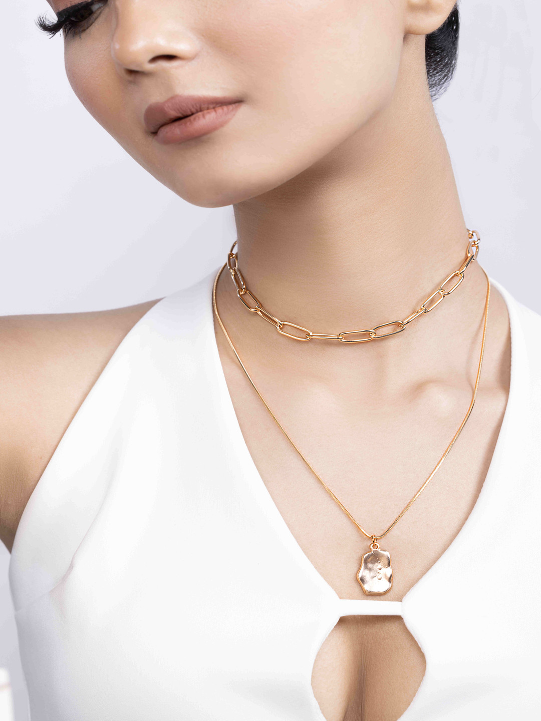 KAORI BY SHREYA AGARWAL Gold-Plated Snake Chain Layered Necklace