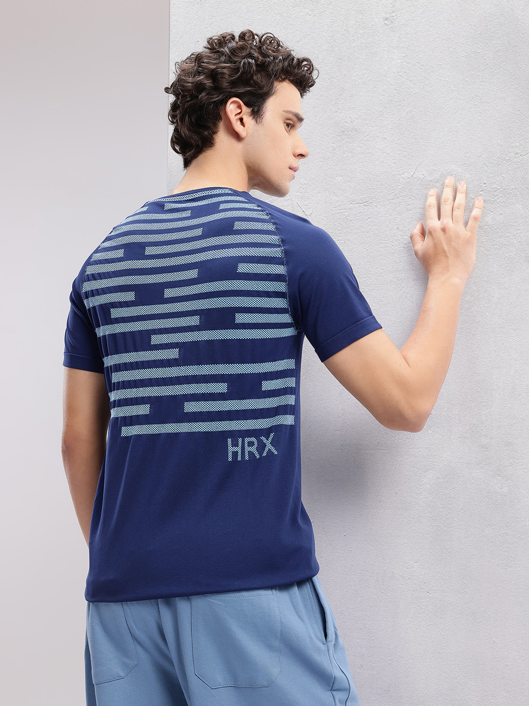HRX by Hrithik Roshan Men Striped Antimicrobial Yoga T-shirt