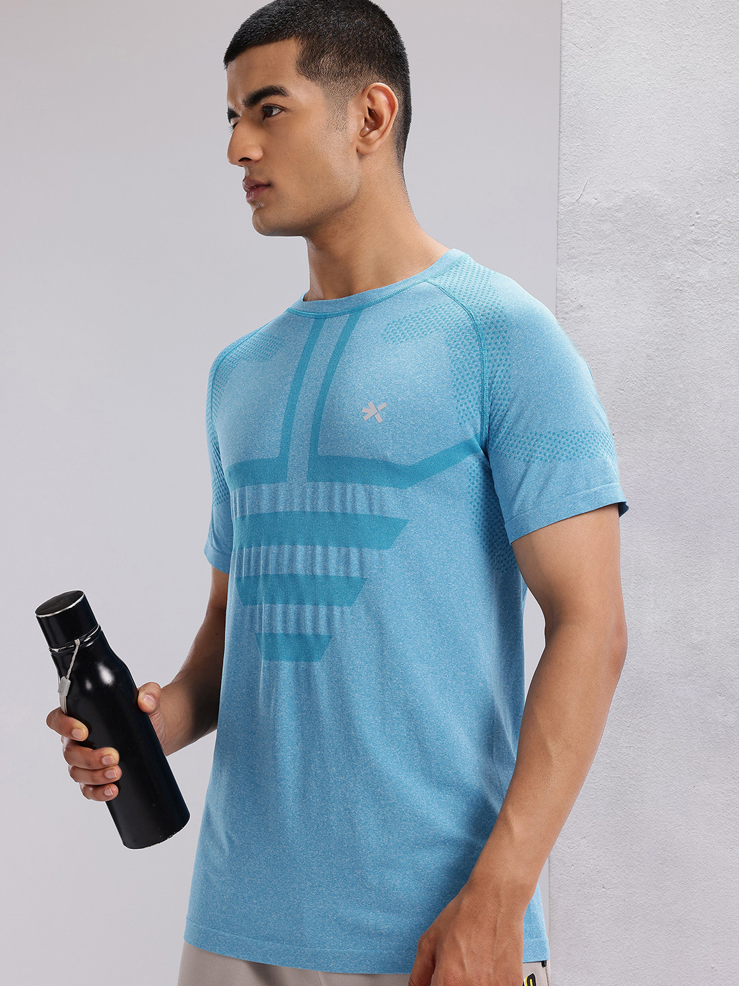 HRX By Hrithik Roshan Printed Raglan Sleeves Antimicrobial Slim Fit Cycling T-shirt