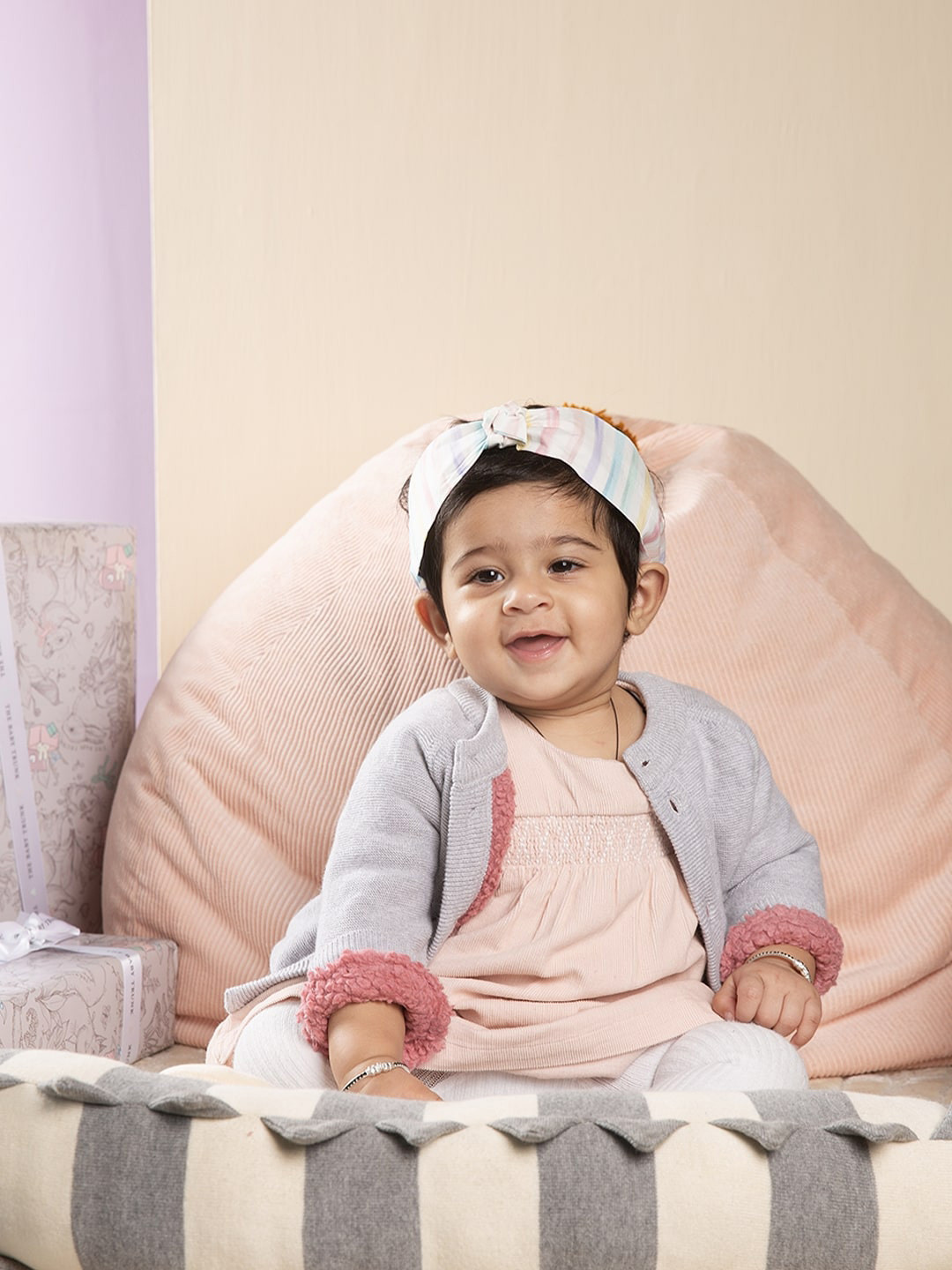 THE BABY TRUNK Solid Button-Down Sherpa Cardigan