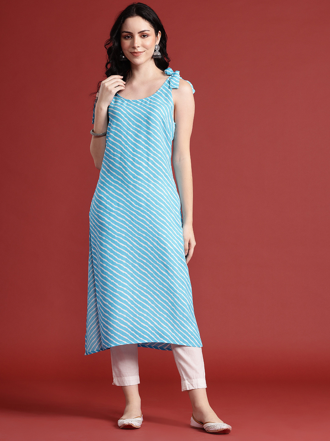 Anouk Tie-ups Design Striped Kurta