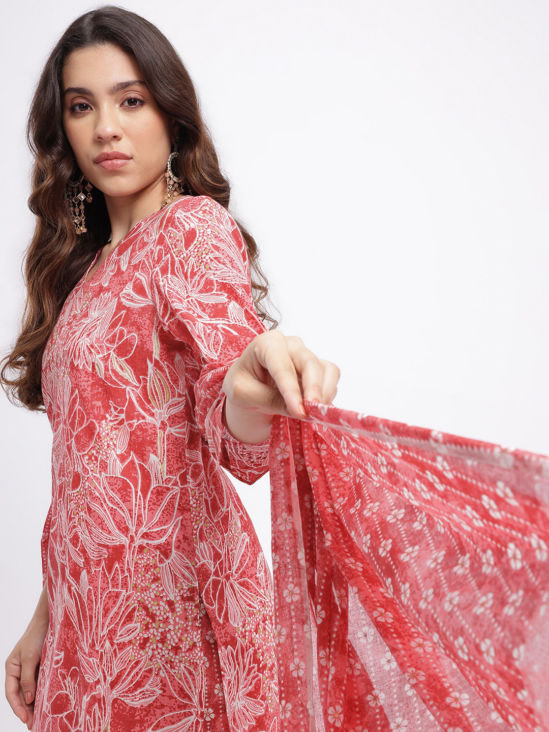 Anouk Floral Print Regular Pure Cotton Kurta Set