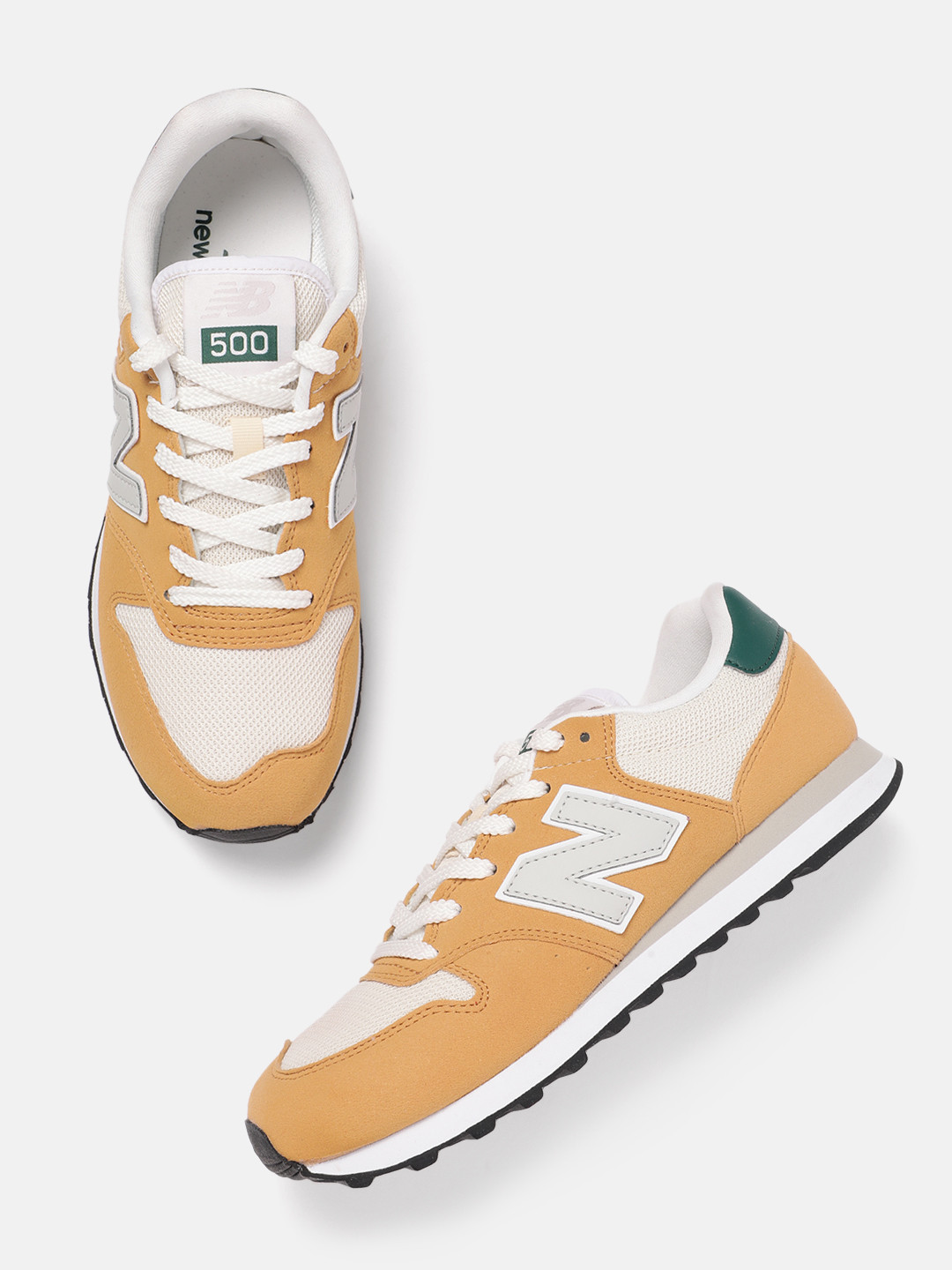 New Balance Unisex 500 Woven Design Leather Sneakers