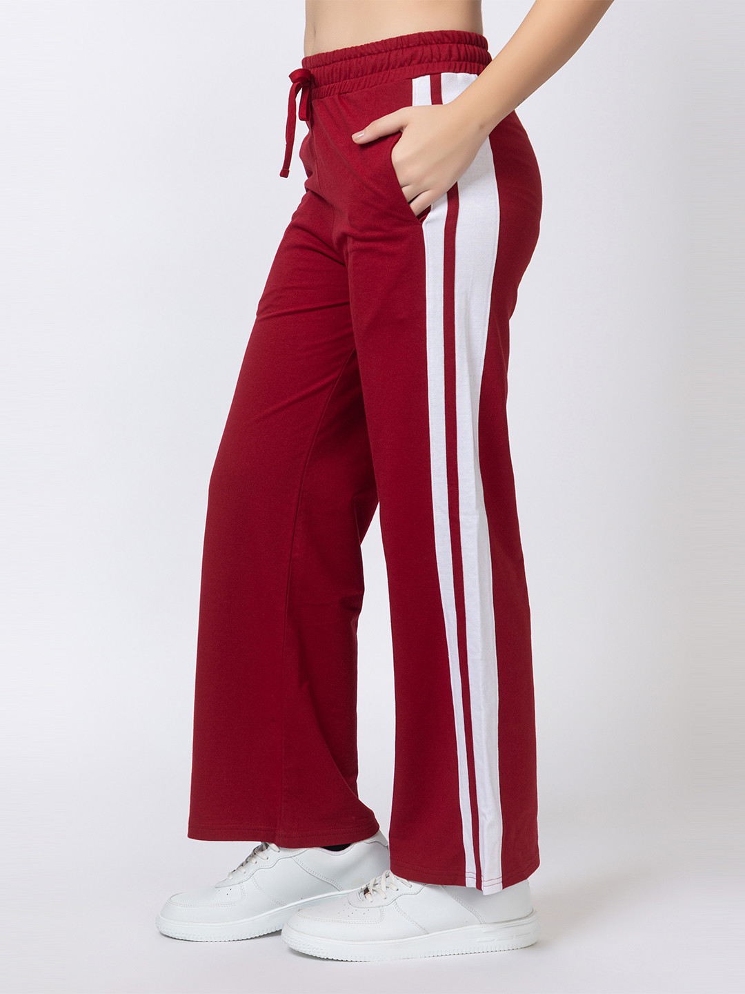 FEMEA Women Wide Leg With Side Taping Detail Track Pant
