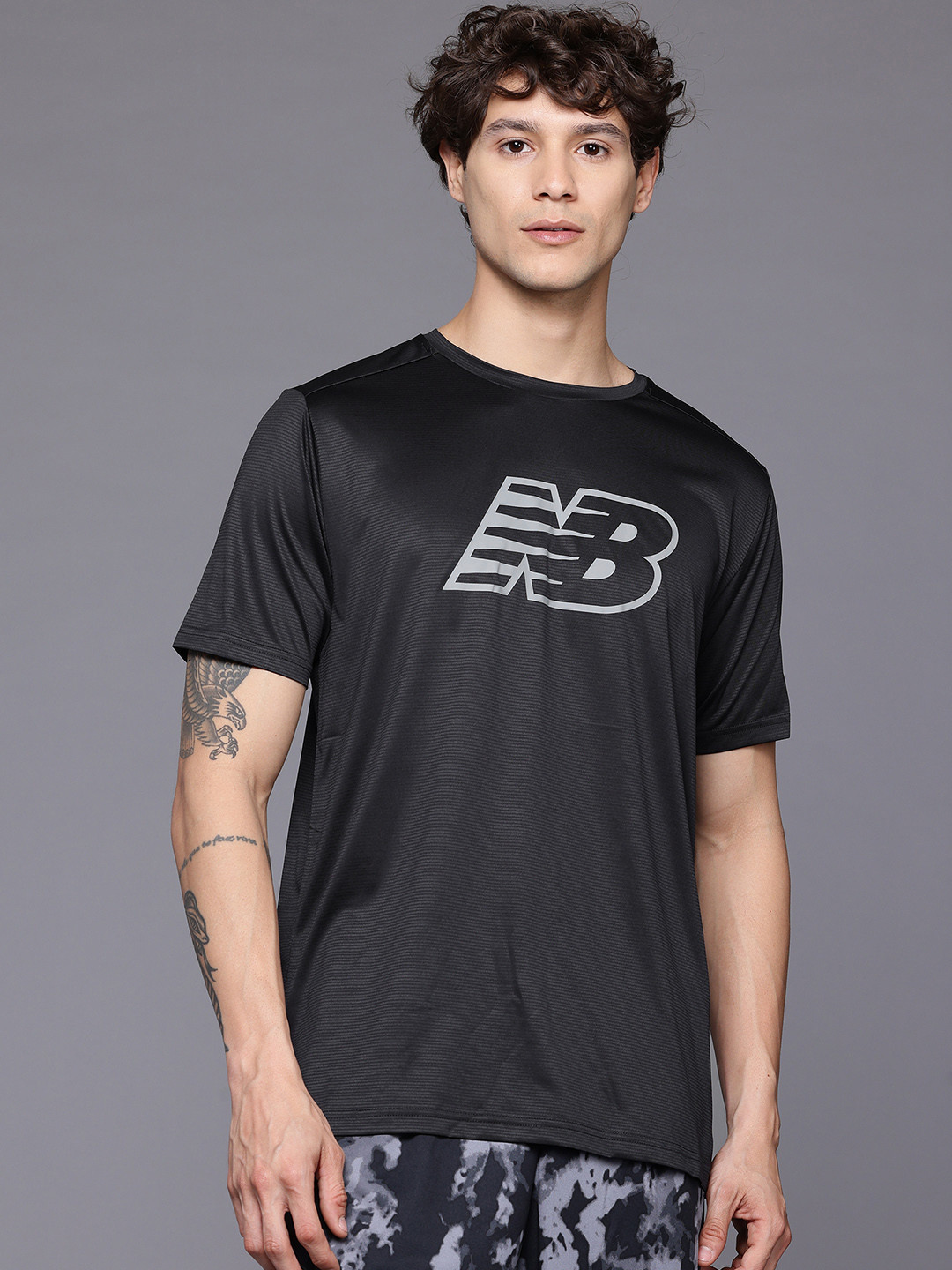 New Balance Brand Logo Printed Round-Neck Moisture-Wicking Athleisure T-shirt