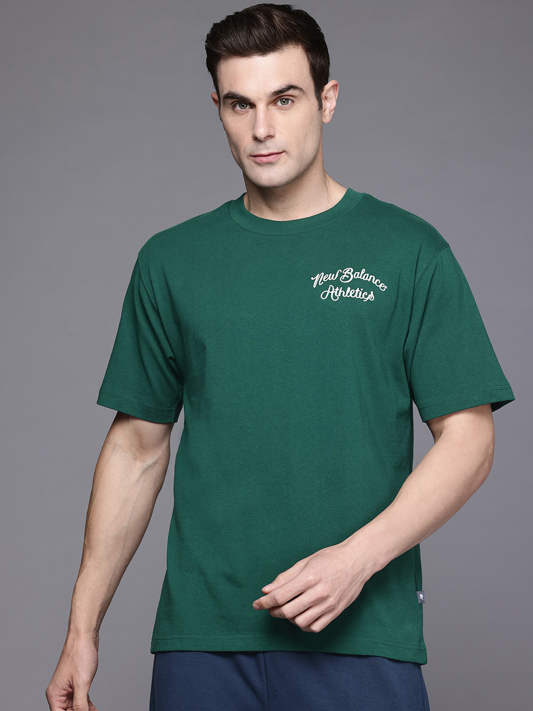 New Balance Typography Embroidered Pure Cotton Relaxed Fit Athleisure T-shirt