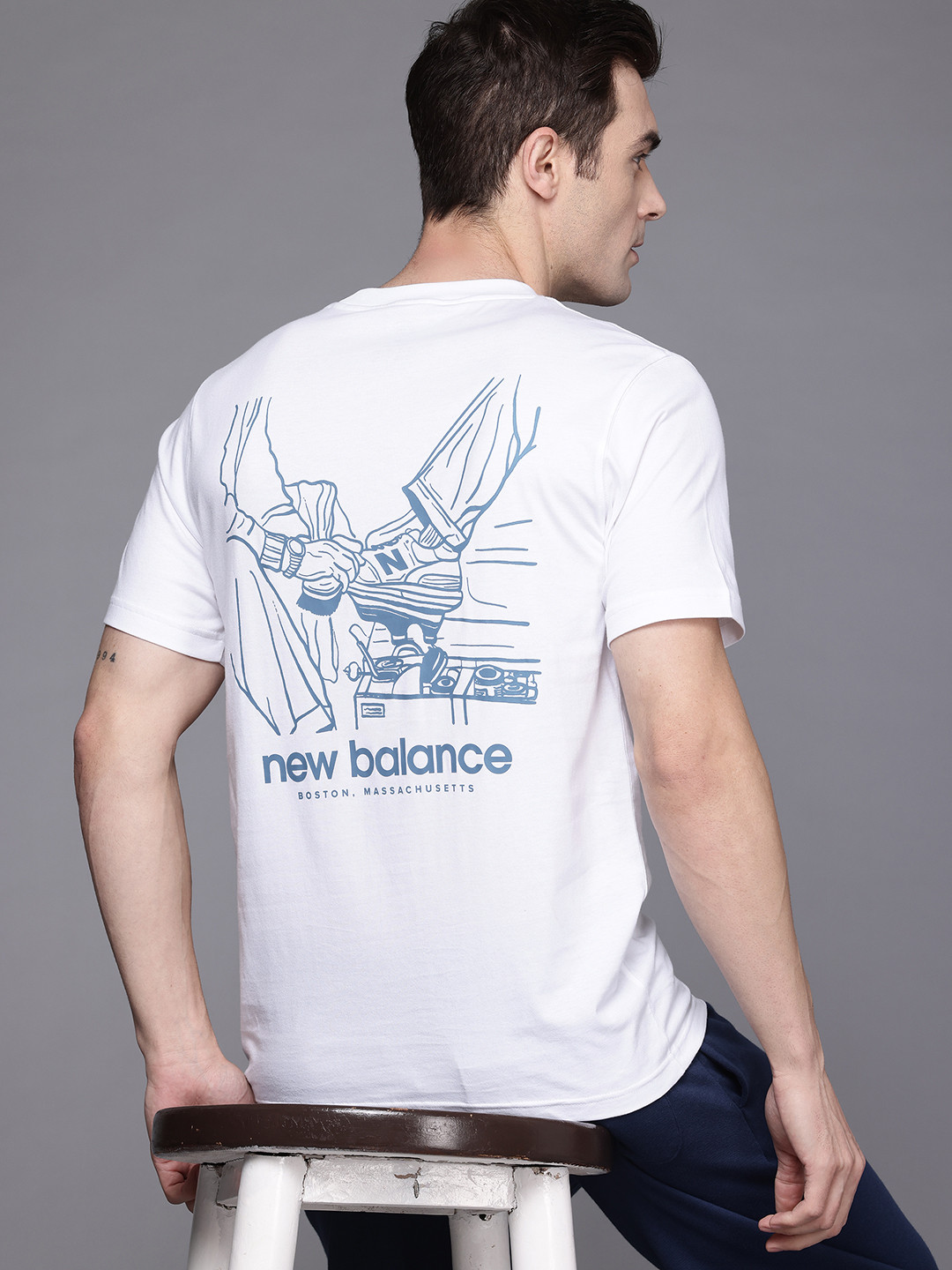 New Balance Graphic & Typography Print Pure Cotton Athleisure T-shirt