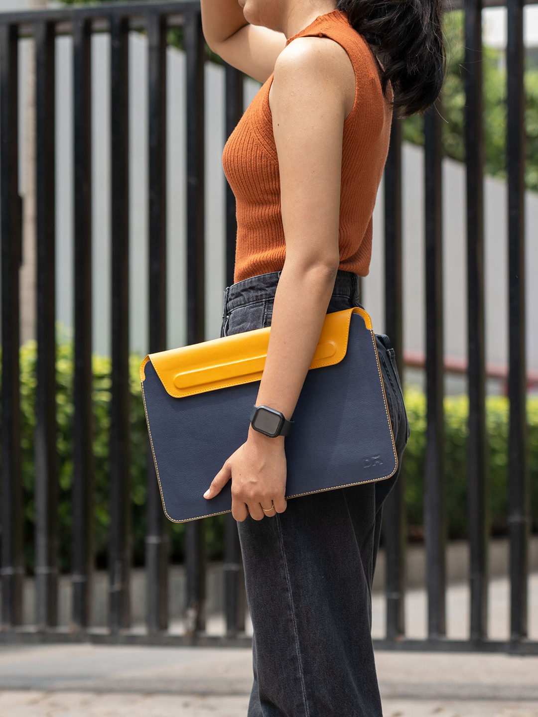 DailyObjects Unisex Space Blue-Mustard SnapOn Envelope Sleeve For Macbook Pro 38.10cm