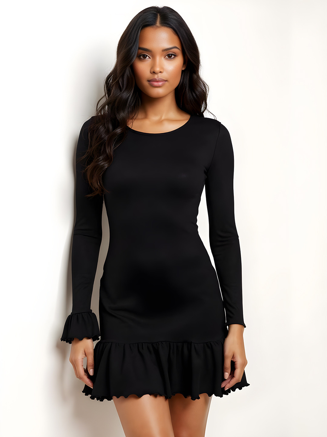 glitchez Bell Sleeve Drop-Waist Mini Dress