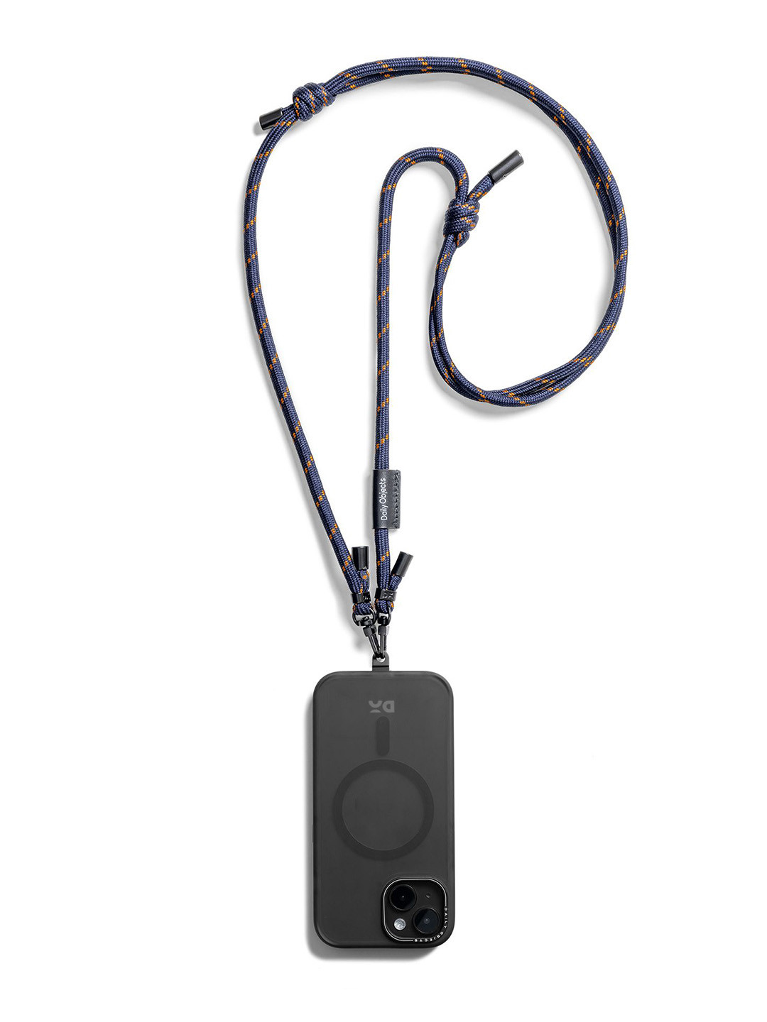 DailyObjects Blue & Beige Textured Leather Crossbody Phone Lanyard Strap