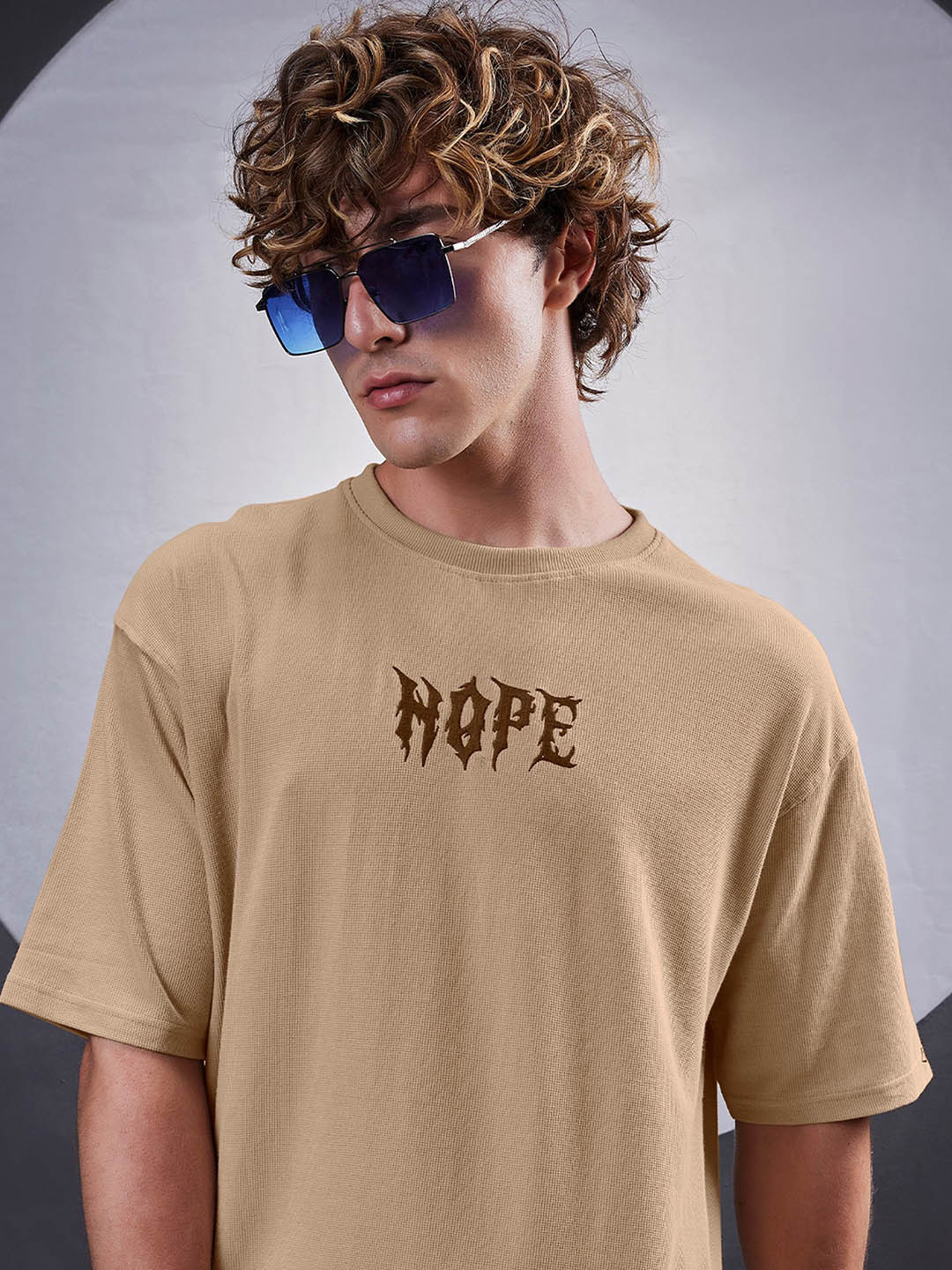 Maniac Men Embroidered Round Neck Cotton Relaxed Fit T-shirt