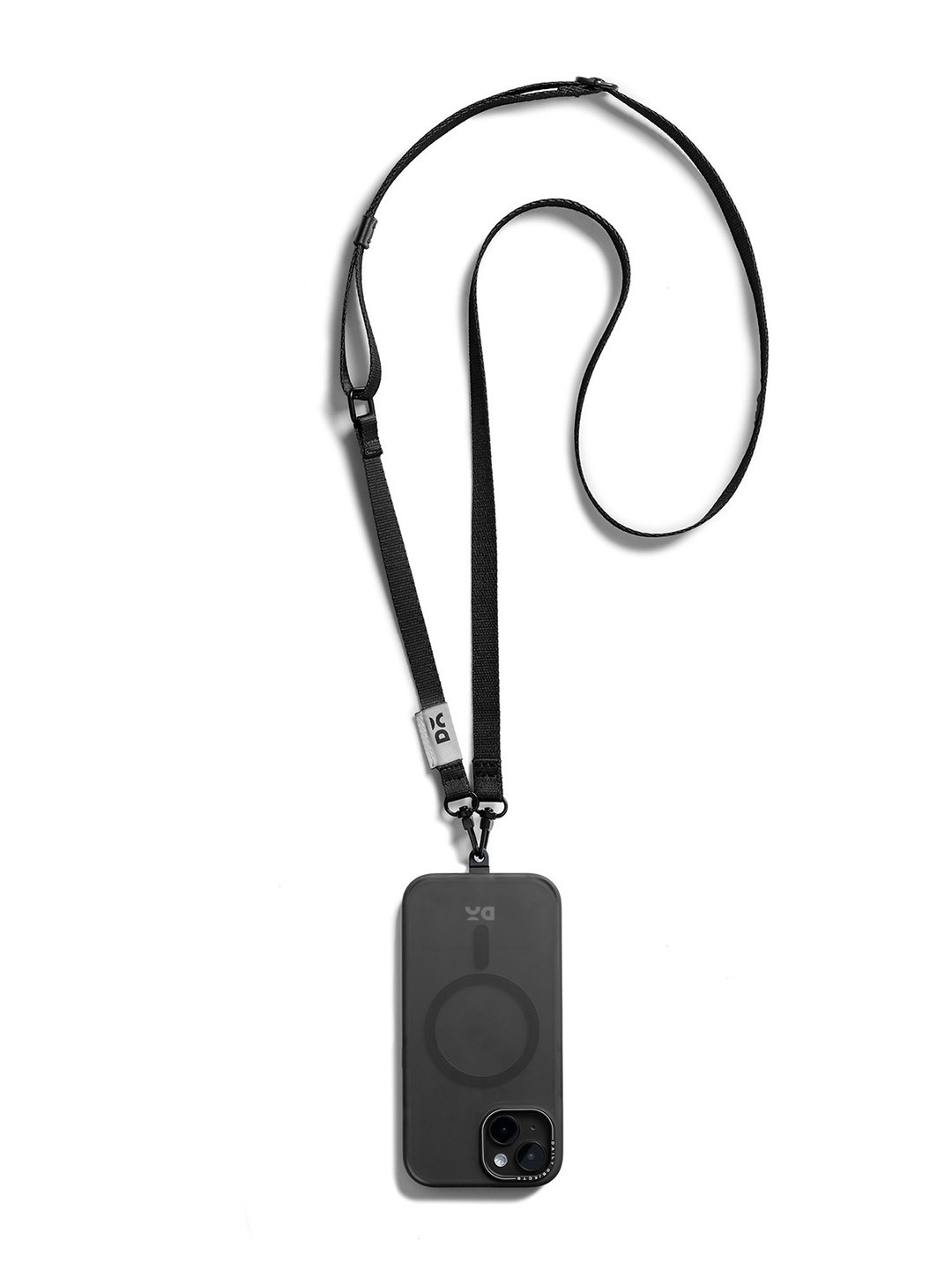 DailyObjects Black Leather Crossbody Phone Lanyard Strap