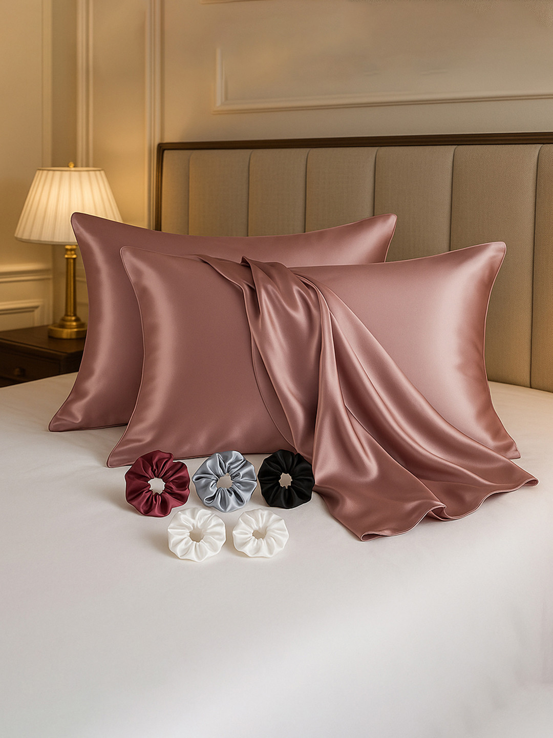 Kuber Industries Copper-Toned 2 Pieces Soft Satin Rectangle Pillow Covers