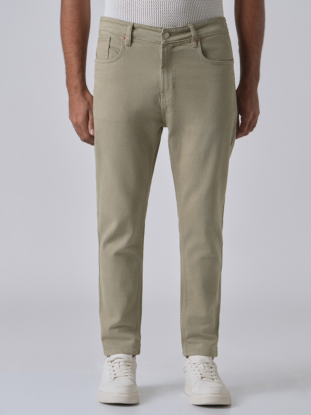 Banana Club Men Tan Green Carrot Fit Denim