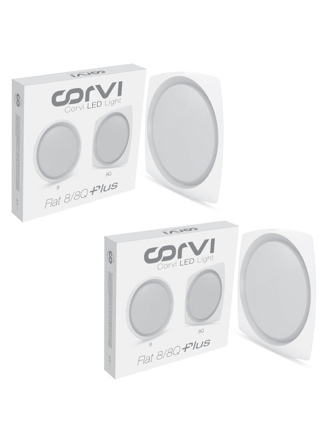 CORVI White 2 Pieces LED Flat 8Q Square 20W Compact & Driverless False Ceiling Lights