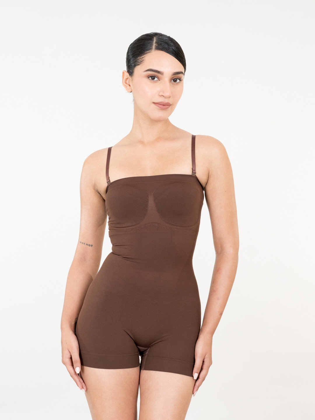 Shapercult Women Strapless Mid Thigh Bodysuit Body Shaper