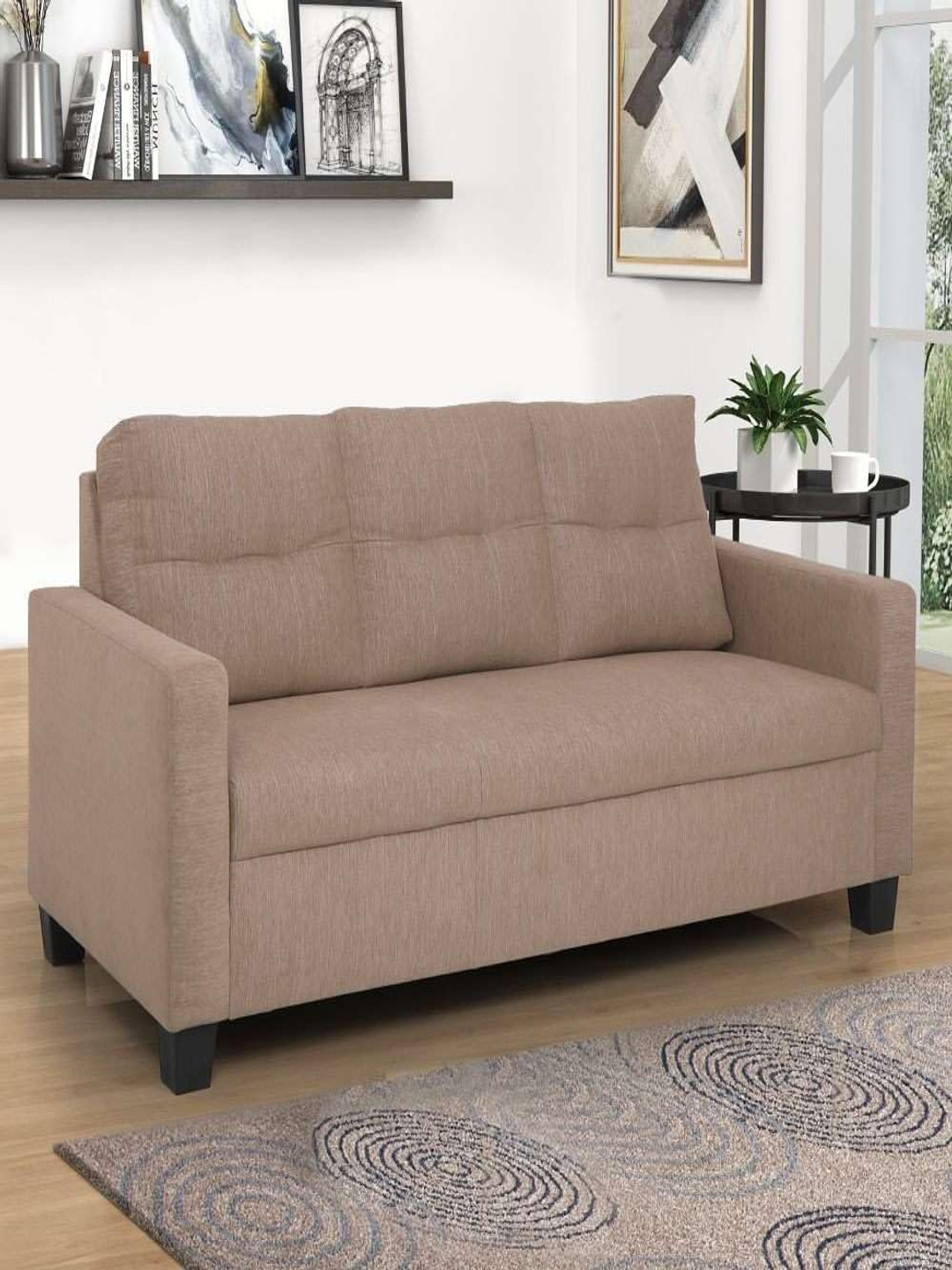 Duroflex Ease Brown 3 Seater Fabric Sofa