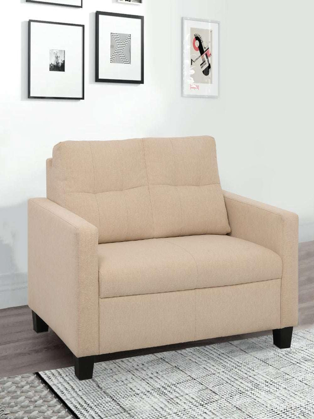Duroflex Ease Beige 2 Seater Fabric Sofa