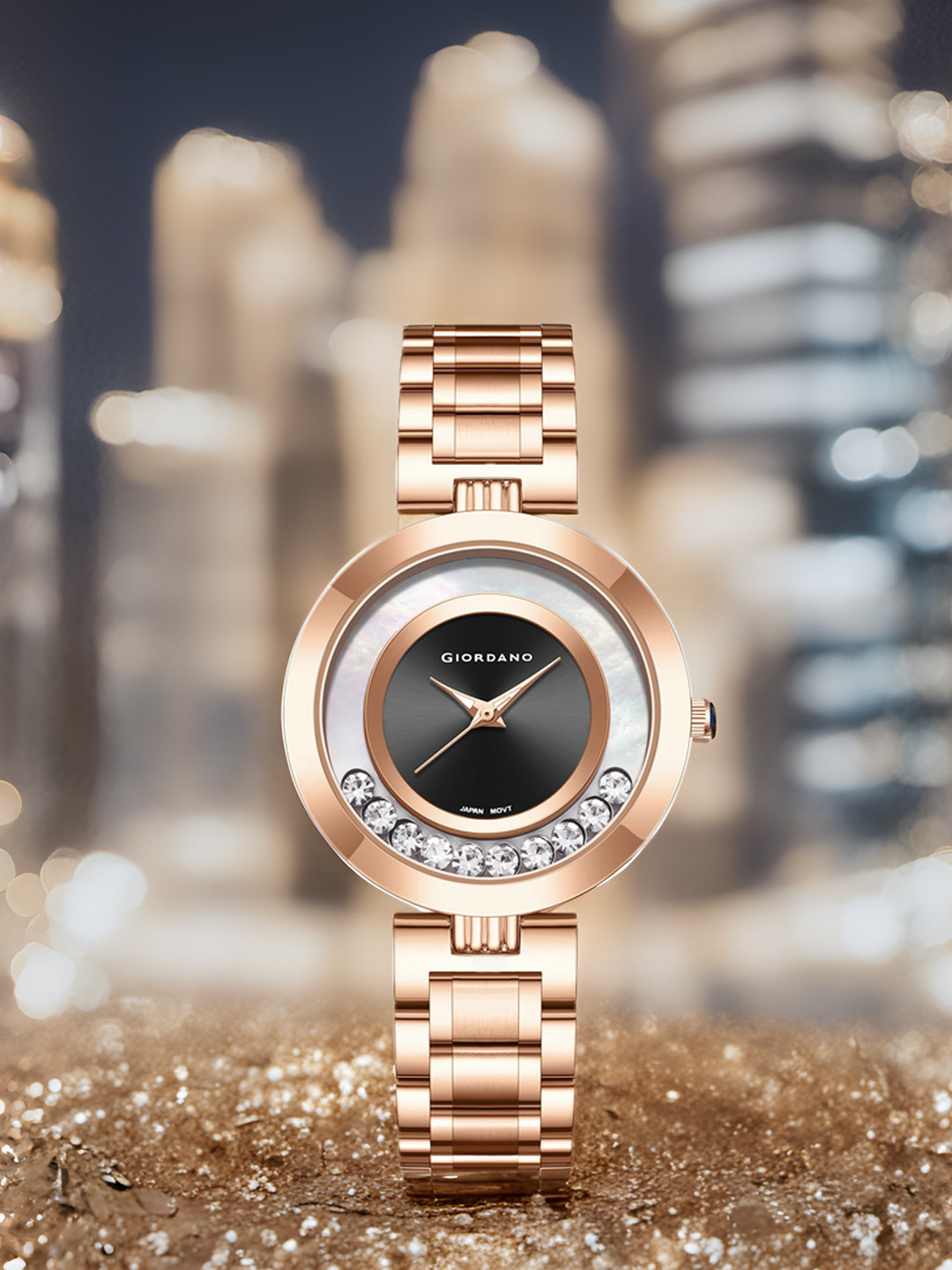 Giordano Dancing Diamonds Collection Watch Women Stainless Steel Strap & 3 Hand Mechanism