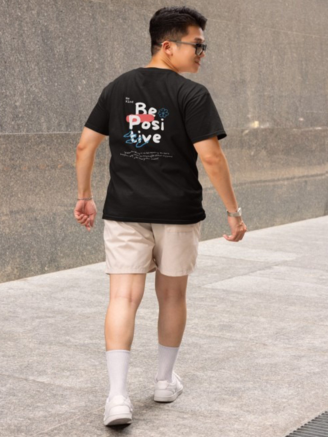 TheBTclub Men Be Positive Round Neck T-Shirt