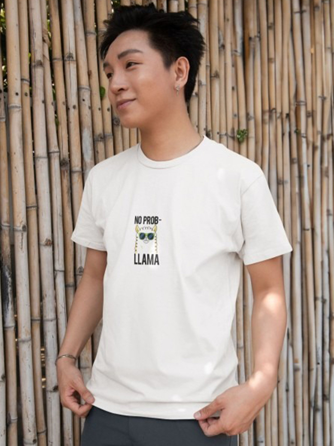 TheBTclub Men No Probllama Graphic Printed Round Neck Cotton T-shirt