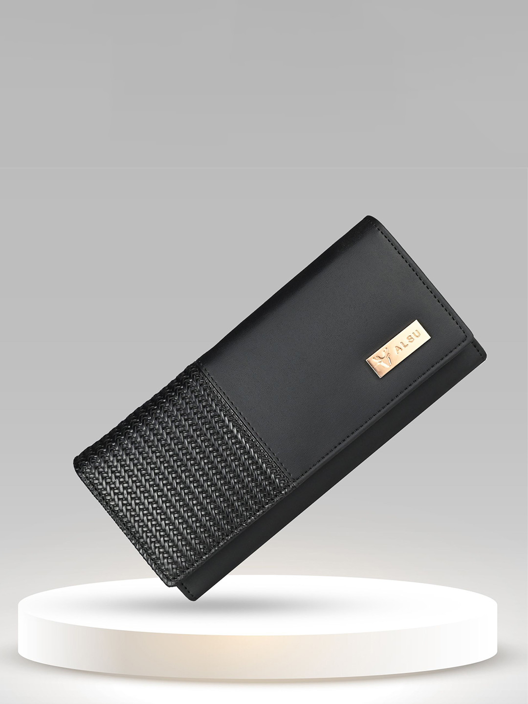 ALSU Women Brand Logo Textured Cut Work Two Fold Wallet