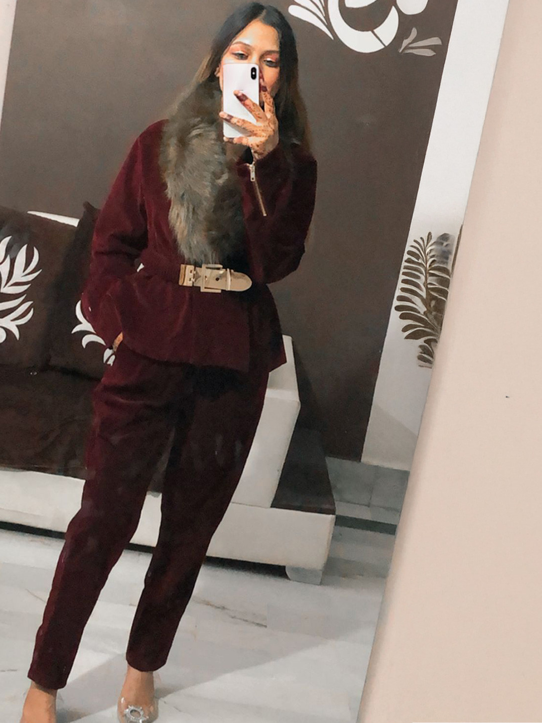 MADE FOR HER LABEL GOBLIN CORDUROY V-Neck Long Sleeves Top With Trousers